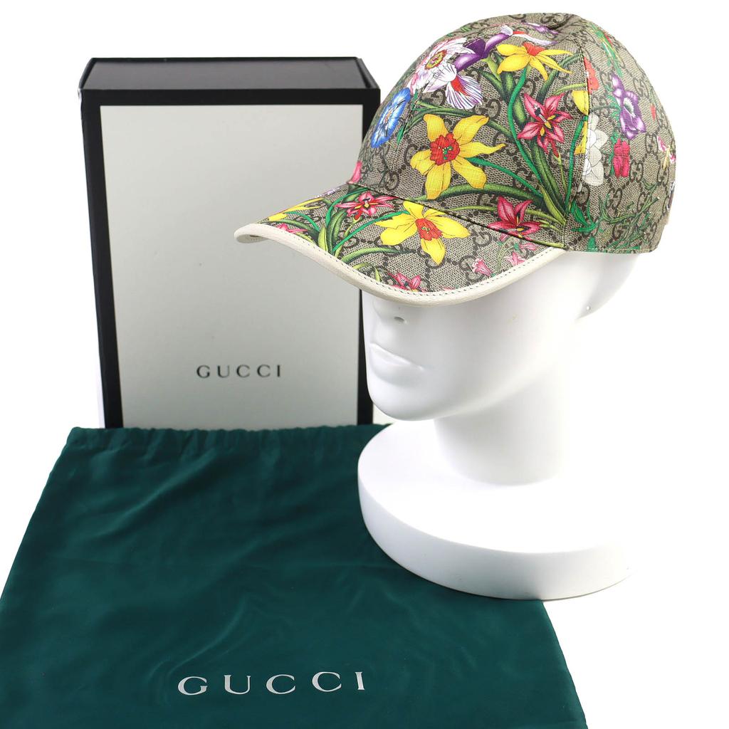 Pristine GUCCI cap GG Supreme Flora floral baseball cap Beige multicolor 603986 Used