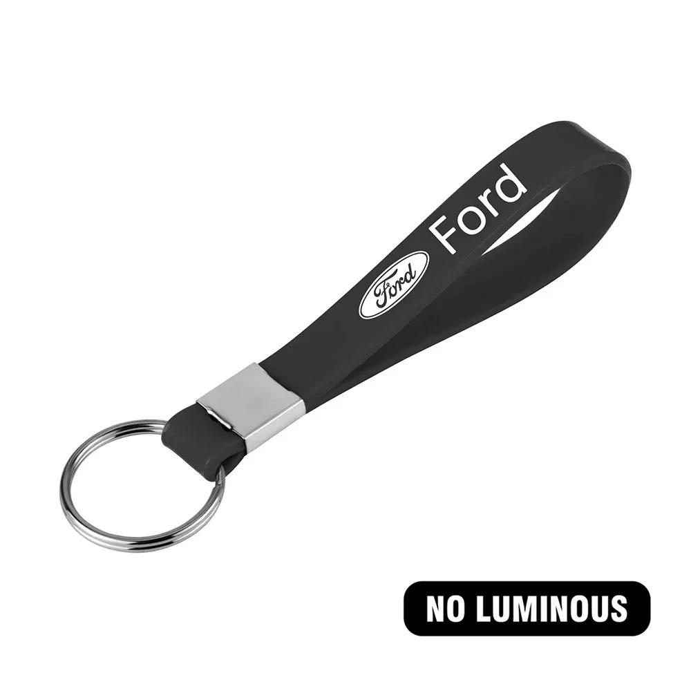 New 2026 Car Sticker Luminous Keyring Rubber Pendant Strap Keychain Car Logos Accessory For Ford Fiesta Focus 2 MK4 Mustang Rang