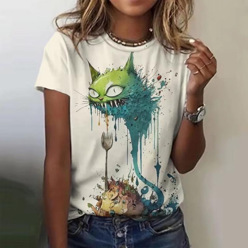 Модные летние футболки с принтом для маленьких девочек в формате 3D, женская уличная одежда, повседневная одежда в стиле Харадзюку Y2k с коротким рукавом, футболки с круглым вырезом, топы, одежда