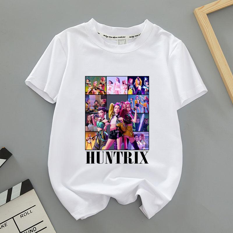 Детская одежда Kpop Demon Hunters Футболка с коротким рукавом Kpop Demon Hunters Футболка Tiger Harajuku для мальчиков и девочек Подарок