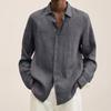 Designer Spring Summer Men's Casual Cotton Linen Solid Color Long Sleeve Shirts Loose Shirts