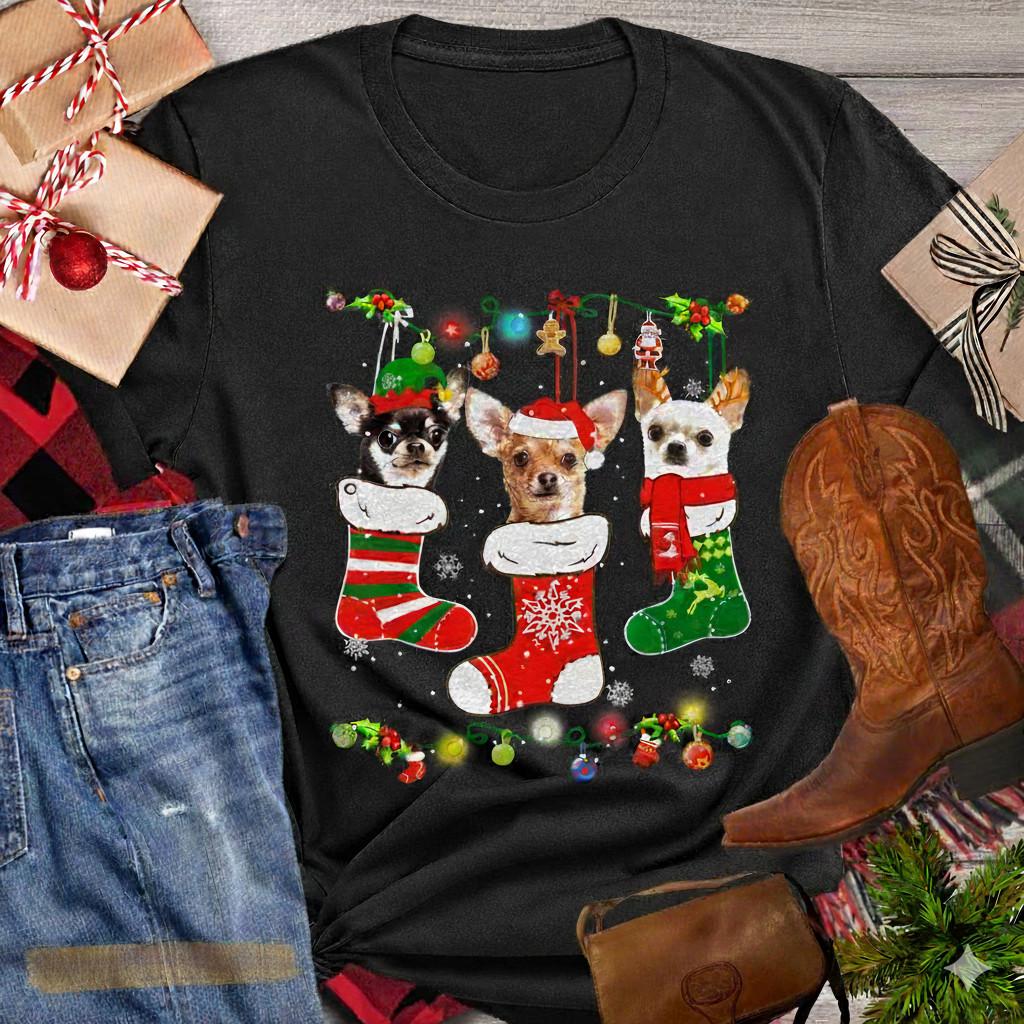 NEW Cute Christmas Dog Heavy Cotton Black T shirt S-5XL CM566