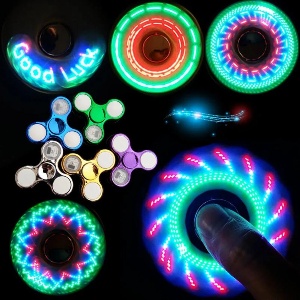 6colors Creative LED Light Luminous Fidget Spinner Changes Hand Spinner Golw In the Dark Stress Relief Toys For Kids