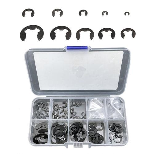 E-type Snap Rings, Set of 120, M1.5-M10, Manganese Steel, for Repairs and Securing Parts, Durable, Oil-resistant