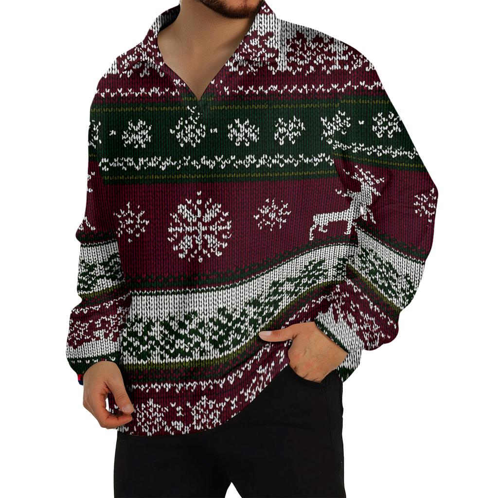 Men's Casual Collared Long-Sleeve Knit Base Layer Top