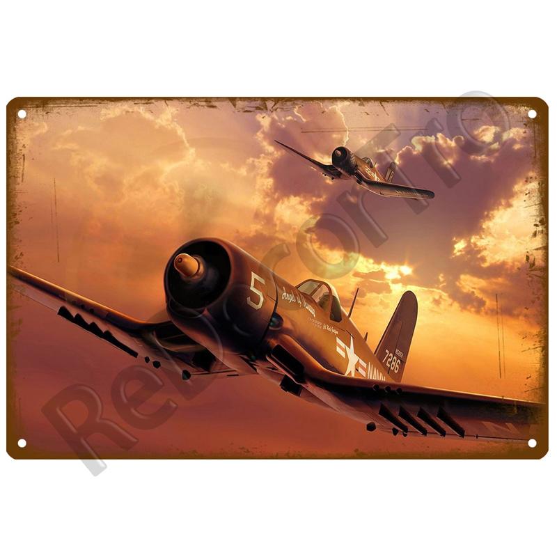 Airplane Retro Decorative House Metal Sign Plate Posters On The Wall Tin Sign Vintage Poster Decor Wall Art Room Decoration