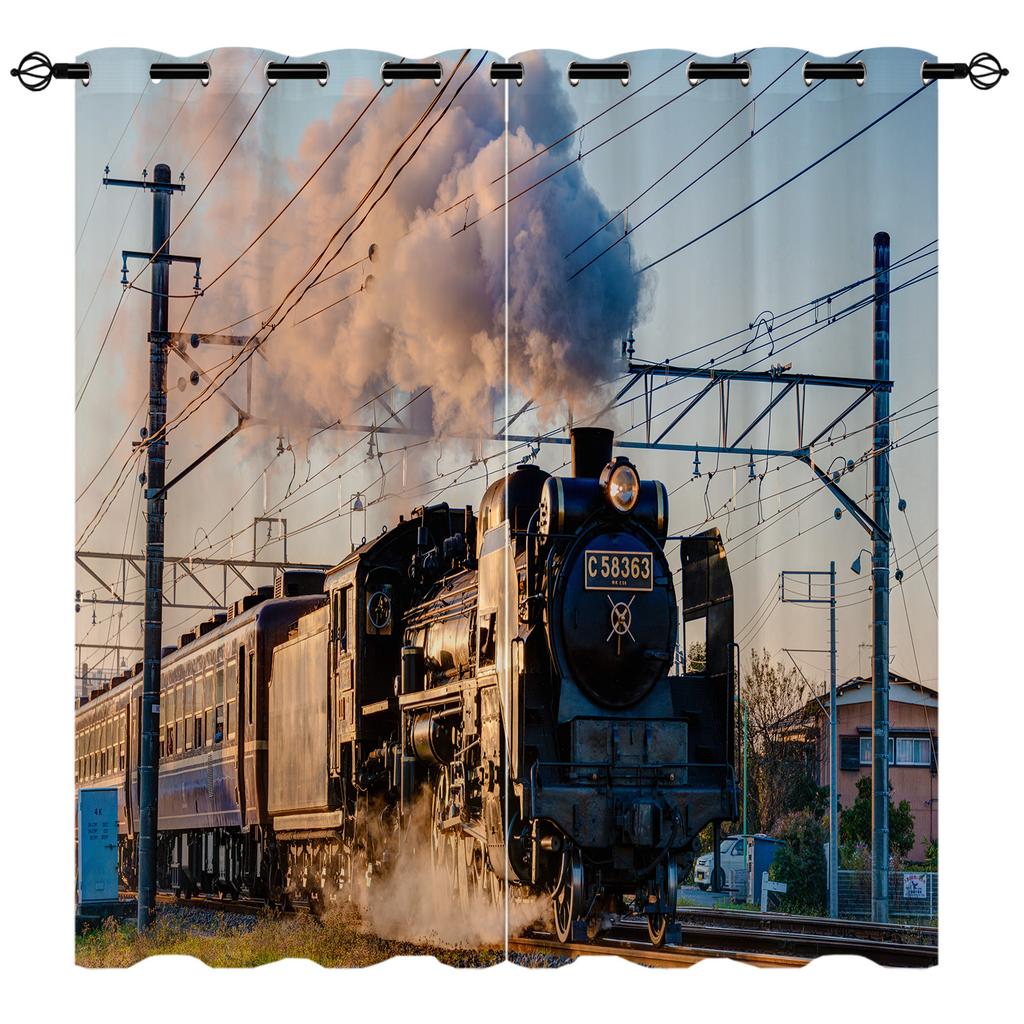 Curtain Retro Train Series 3D Digital Printing High Density Shading