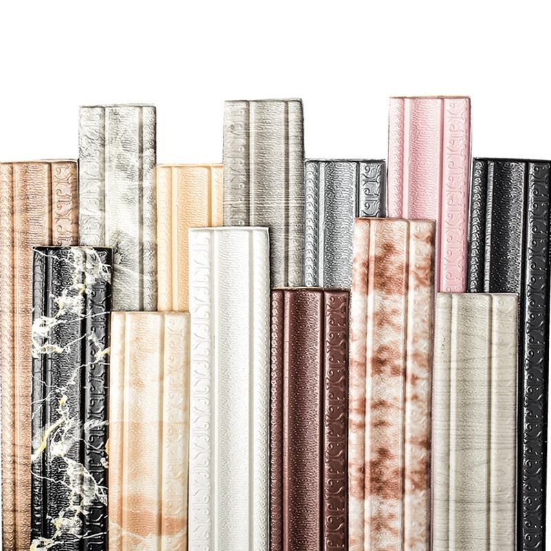 Клейкая пена молдинг отделка 3D тиснение 2.3M многофункциональный самоклеящийся настенный отделочный плинтус бордюр декор наклейка настенный декор