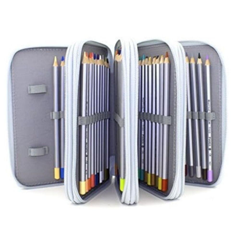 72 Holes Colored Pencil Bag Large Capacity School Stationery Bag Pen Pouch Office Accessories