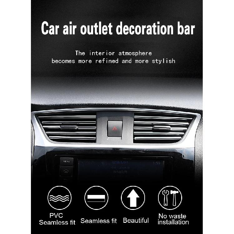 10Pcs Colorful Car Air Conditioner Vent Outlet Trim Decor Strips U Shape Moulding PVC Colorful Shiny Car Trim Strips Decoration