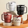 304 Stainless Steel Coffee Mug with Handle & Lid, Double Layer Thermal Insulated Coffee Cup, Anti-Scalding Milk Tea Water Cup