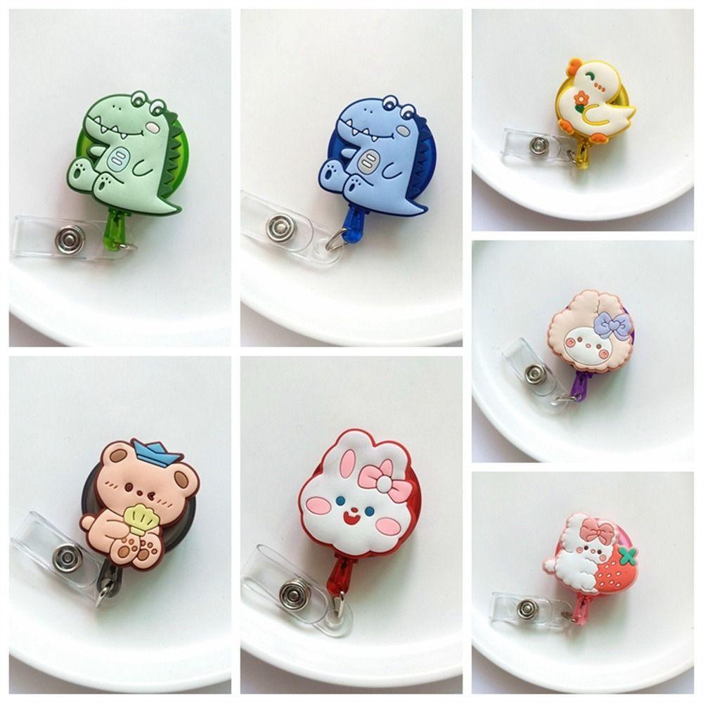 Bear Rabbit Retractable Badge Holder Cartoon Animals Easy Pull Buckle Doctor Students