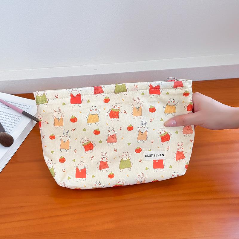 Ретро Милая Косметичка: Мультяшный мини-кошелек для монет, чехол из чистого хлопка для наушников и помады - Портативное хранилище для мелких предметов