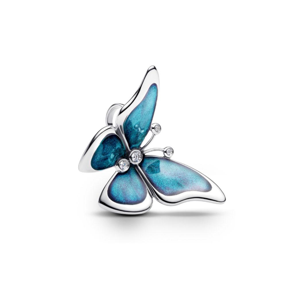 European Copper Metal Bule Butterfly Charm Bead Component Compatible With Authentic Original Bracelet High Quality Fine Jewelry High Quality Fine