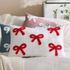 Наволочка декоративная бархатистая мягкая с узором в виде банта нескольких размеров чехол для подушки диван спальня кресло дом