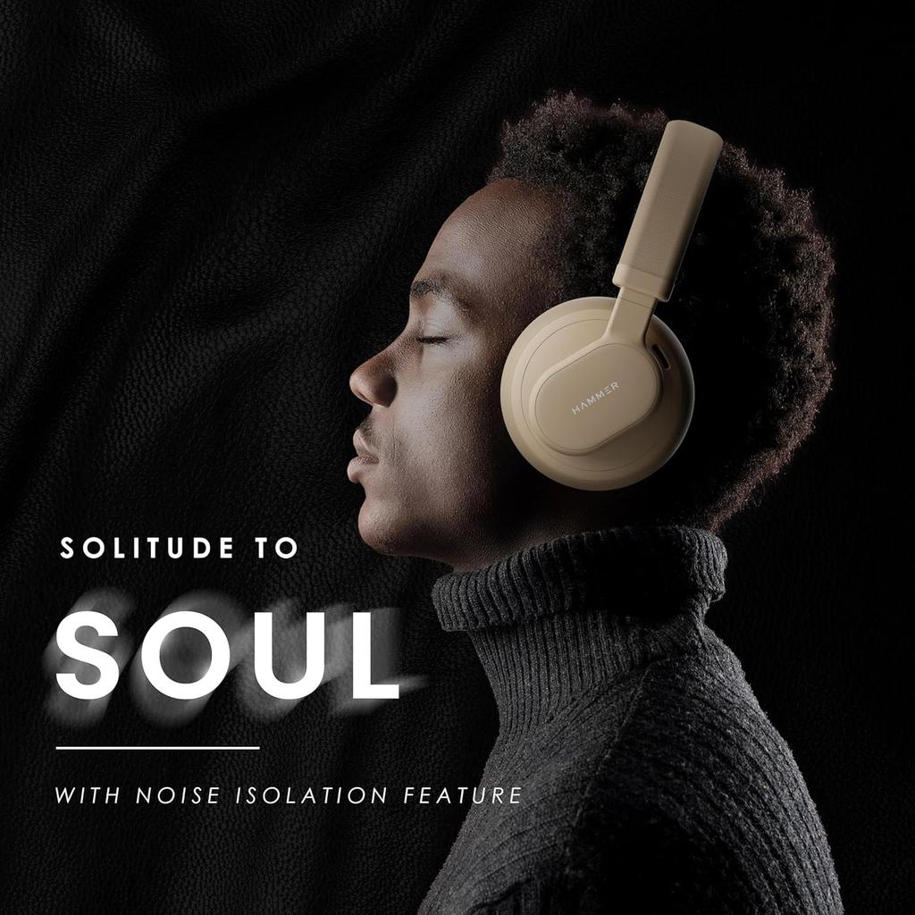 Hammer Bash Max Over The Ear Wireless Bluetooth Headphones with Mic, Touch Control, Deep Bass, Upto 18 Hours Playtime, Bluetooth 5.3 (Apricot)