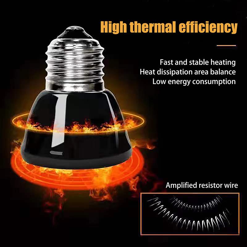 1 шт. 220-240 В Лампа инфракрасного обогрева Черная керамическая E27 Обогревательная лампа для питомцев Брудер Цыплята Черепаха Ящерица Рептилия Свет 20-80 Вт