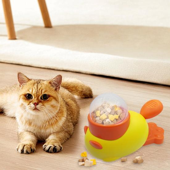 2-in-1 Interactive Dog Treat Dispensing Toy Duck/Cat Shaped Food Puzzle Slow Feeder Toy for Small Medium Dogs Promotes IQ Training
