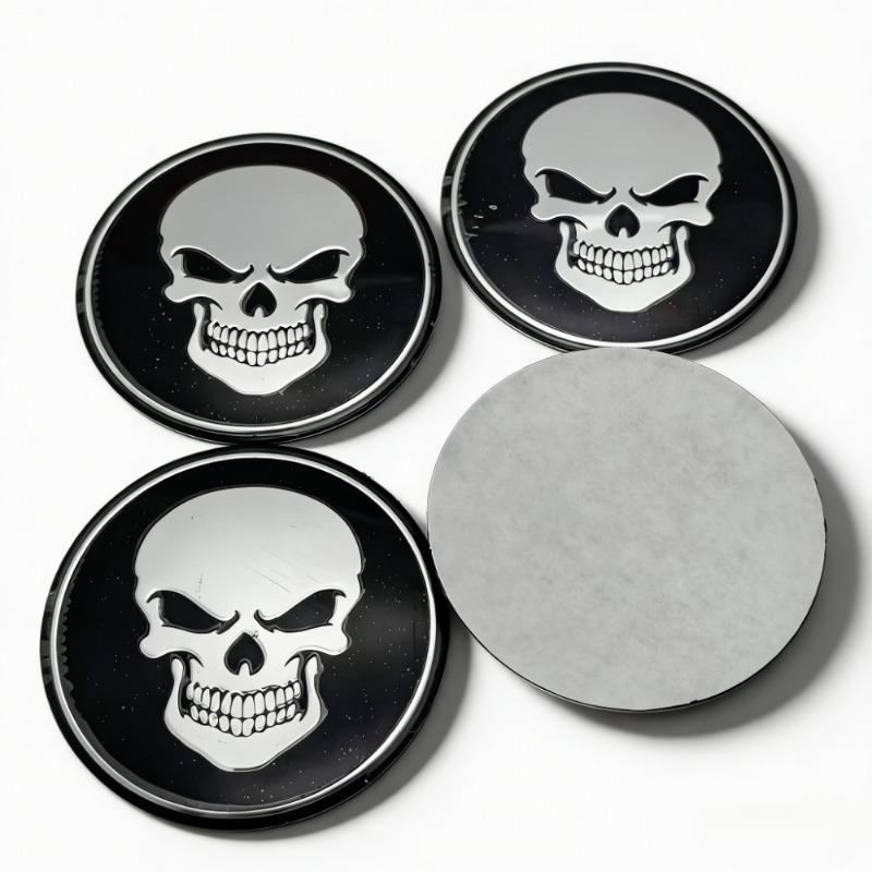 4pcs 45MM 56MM Skull Logo Emblem Car Stickers Accessories for Car Wheel Center Caps Hub Cap Rim Hubcaps Dust Cover Badge Replace