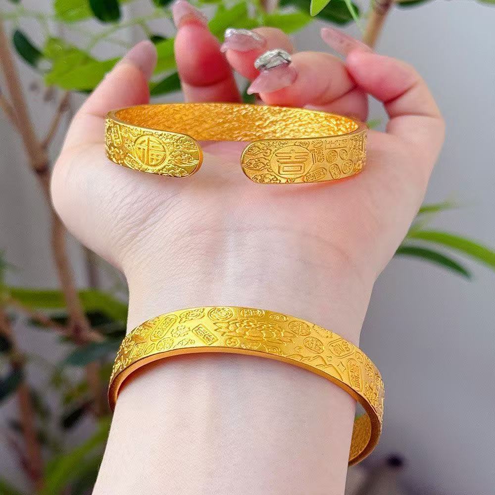 Glossy Opening Auspicious Bracelet Inherits the Engraving Process and Is Wear-resistant