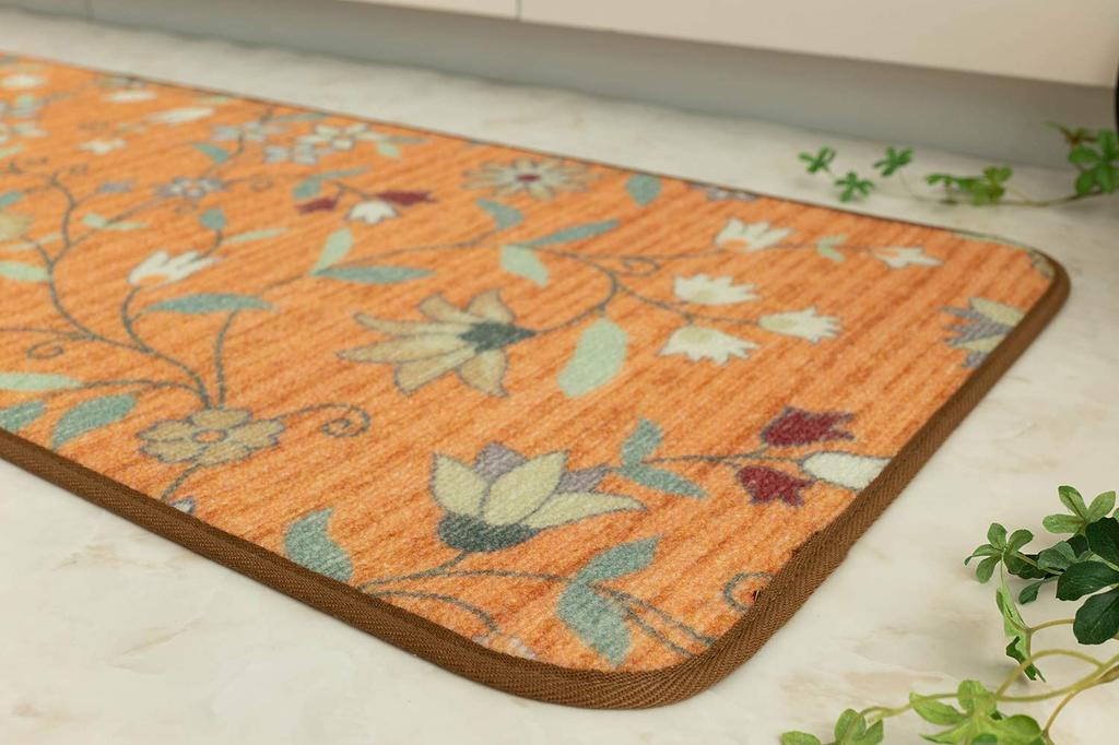sayang sayan Моющийся коврик для кухни с цветочным принтом для кухни и прихожей Prima 45x240 оранжевый