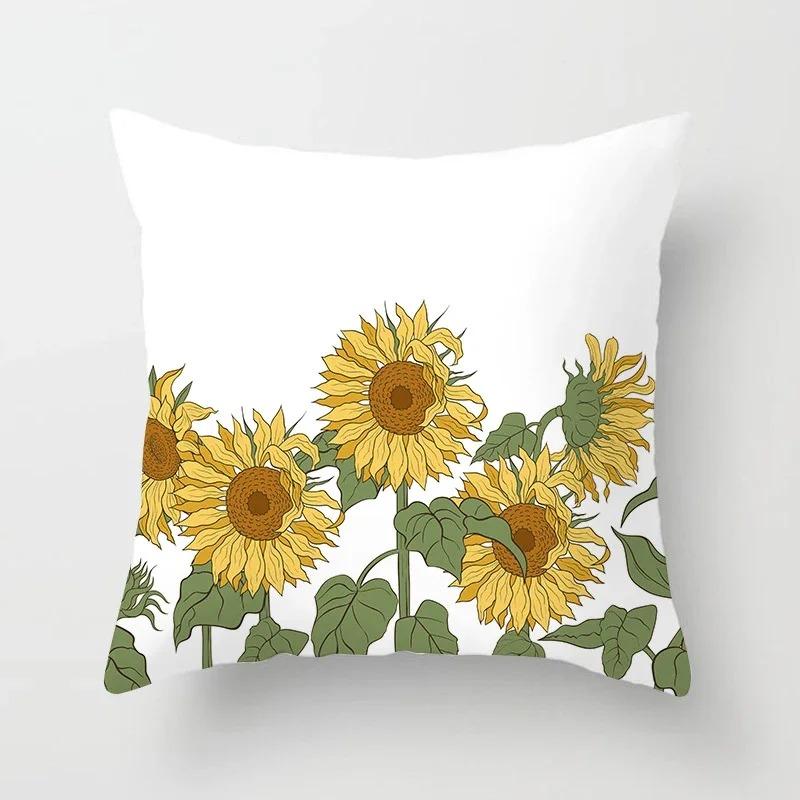 Office Living Room Home Pillowcase Sunflower Print Pattern Pillowcase Car Ornaments