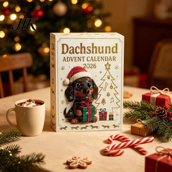 Christmas Countdown Surprise 2026 Dachshund Advent Calendar, 24 Days Dog Collectible Set, Pcs Unique Collectibles 2D Acrylic Holiday Figures Calendar