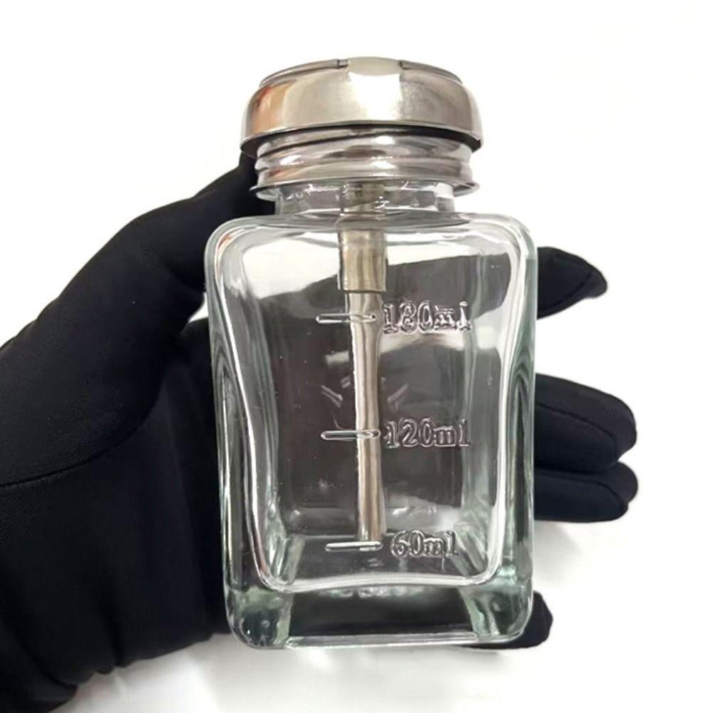 Square Clear Refillable Bottle Glass Liquid Pump Dispenser Bottle Makeup Remover