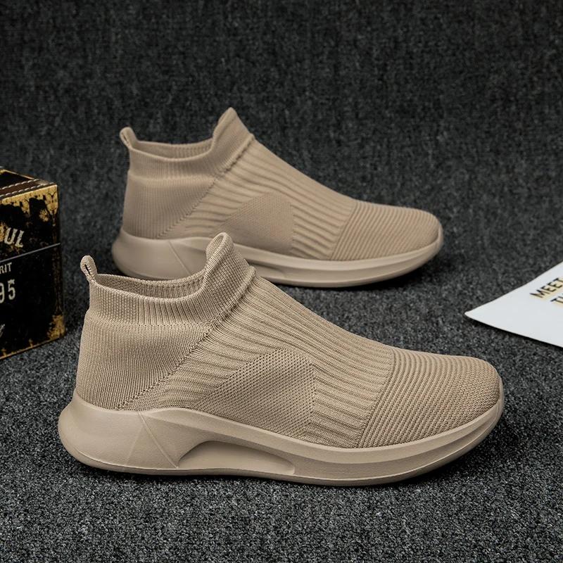 Модная мужская обувь Модные сетчатые носки Обувь для отдыха на открытом воздухе Плоская подошва Противоскользящая дышащая Повседневная спортивная вулканизированная обувь Zapatos Casuales