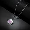 Real 925 Sterling Silver Crushed Ice Cut 12 *12mm Pink Sapphire Created Moissanite Diamond Pendant Necklaces For Women Gift