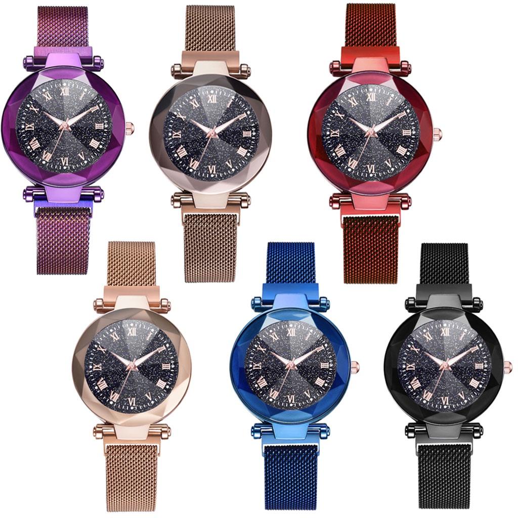 Элегантные женские светящиеся часы «Звездное небо» с римскими цифрами и магнитной застежкой