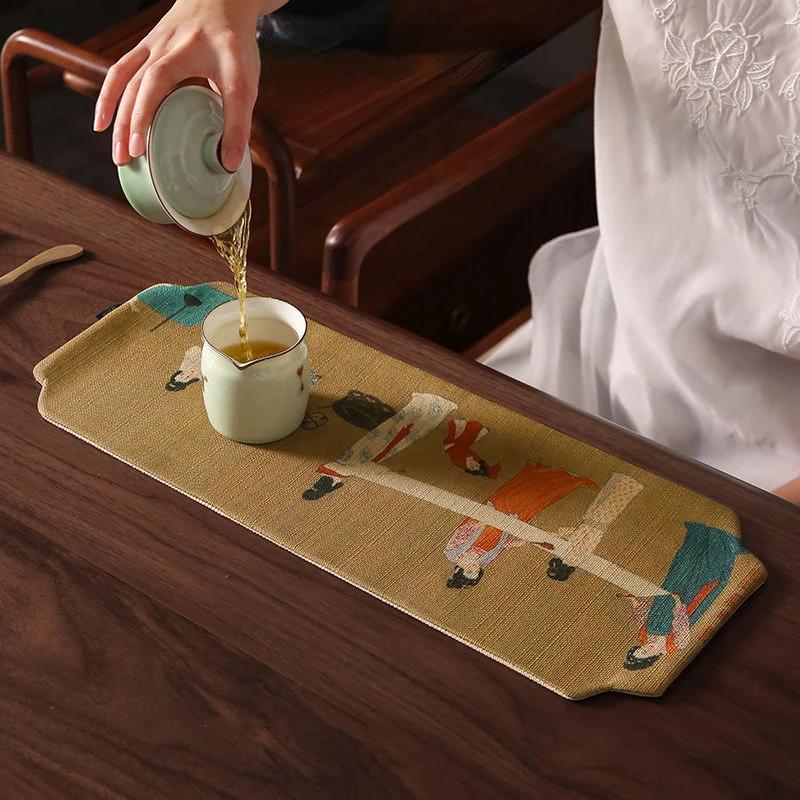 Дзен-подставки для чашек Чайная церемония Креативный водонепроницаемый теплоизоляционный сухой чайный столик Коврик для заваривания чая в китайском стиле Украшение домашнего стола