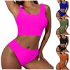 Ladies Swim Wear Women's Solid Color Fashion Bikini Sexy High Waisted Sports Two Piece Bikini Shorts Set Womens Swimsuit Short