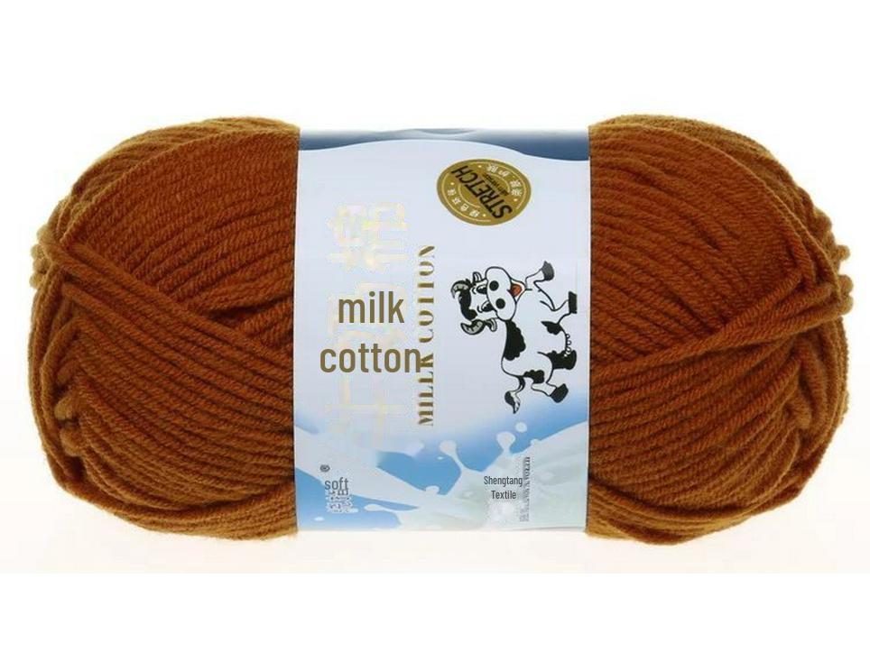 Комплект из 5 нитей детской шерстяной шапки и шарфа из молочной хлопковой пряжи средней толщины, ручная работа