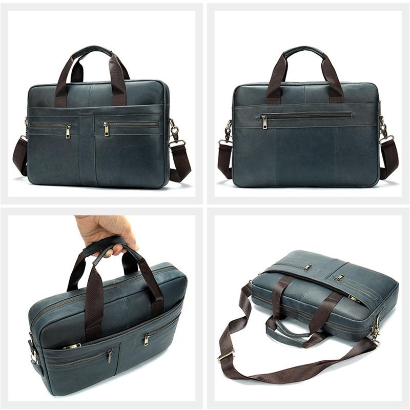 Мужской портфель из натуральной кожи, деловой портфель для ноутбука, литературный ретро-портфель для мужчин, вместительная водонепроницаемая и прочная легкая сумка через плечо