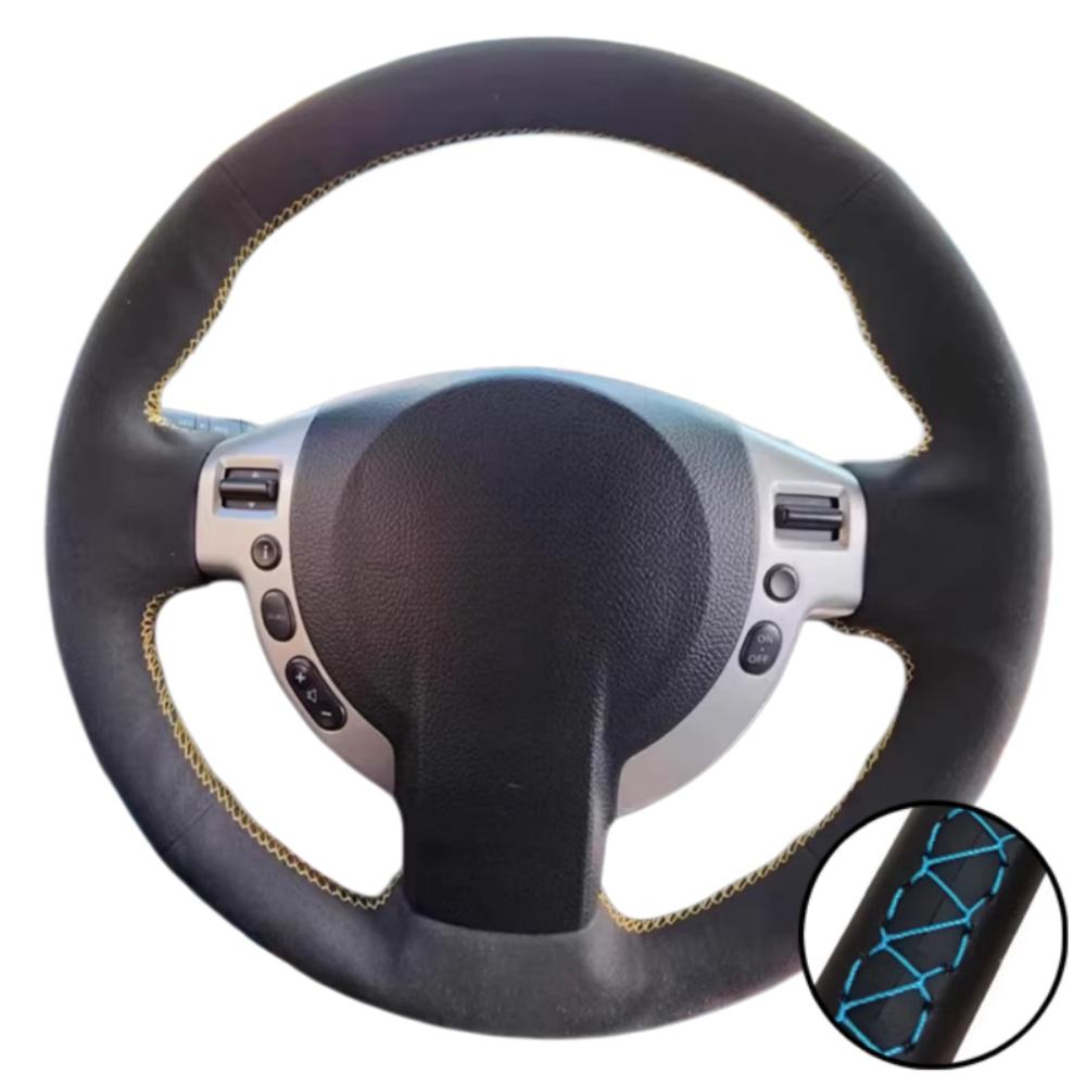 Car Interior Hand Stitched Black Suede Leather J10 X-TRAIL NV200 2008-2012 Steering wheel Cover For Nissan Qashqai