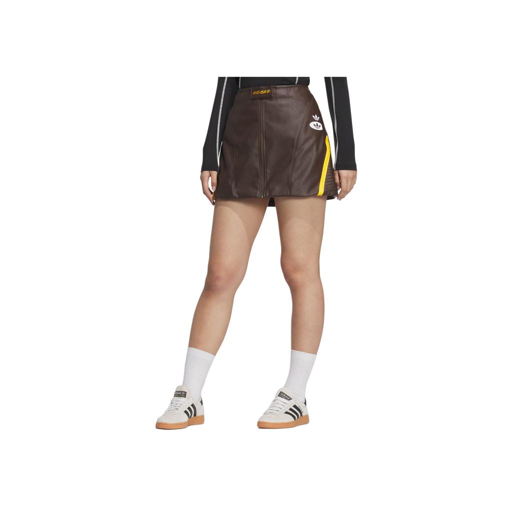 Adidas Оригиналы V-Day Racing Искусственная кожа Простая Удобная Мода Спортивная Повседневная Юбка Женские юбки Коричневая JM8026