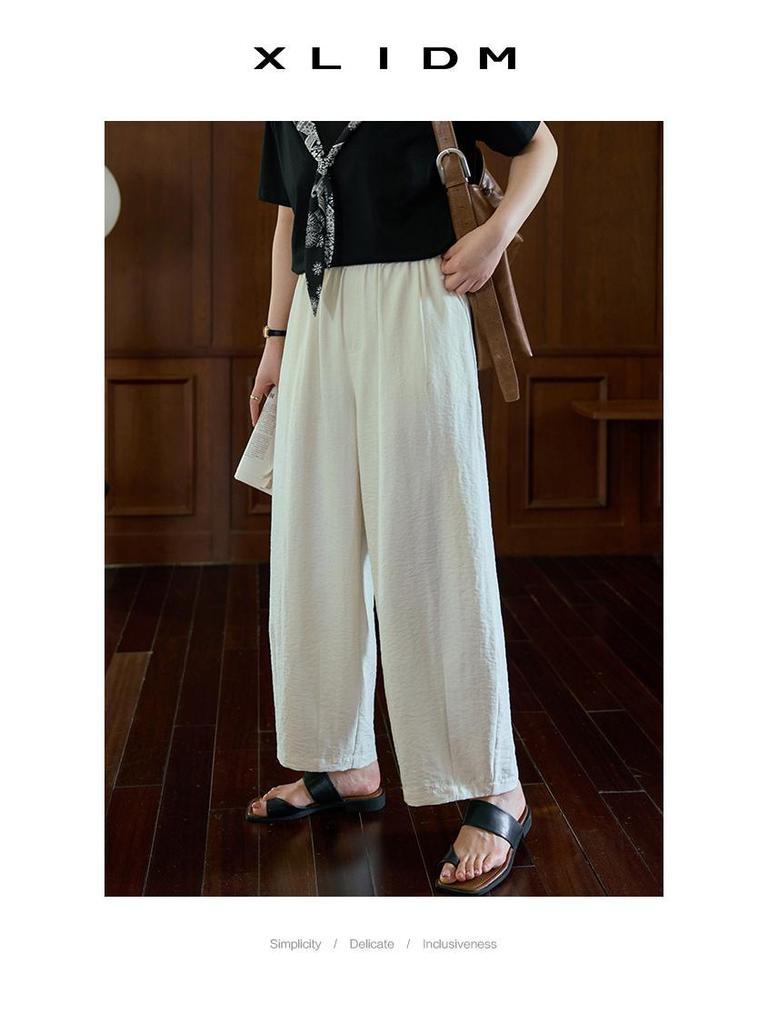 Xiao Li Plus Size Women's Milk Skin Balloon Pants: Easy-Care, Wrinkle-Resistant, Hip-Slimming Casual Summer Pants.