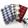 Women Winter Scarf Plaid Print Lightweight Soft Warm Scarf with Tassel Trim Cold Weather Imitation Cashmere Scarf