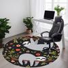 1pc Sloth Floral Office Round Area Rug, Indoor Mat Suitable For Office, Under Office Chairs Bedroom Living Room Home Decor, Room Deco