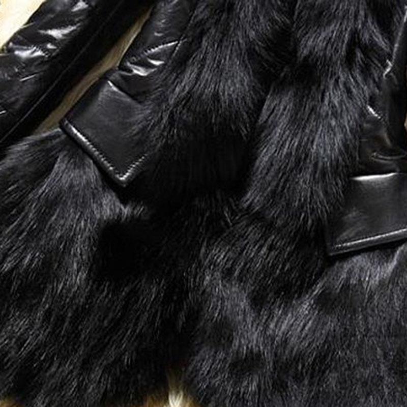Осеннее и зимнее пальто из искусственного меха, короткое женское пальто из плотной хлопковой кожи с воротником из искусственного лисьего меха, женское черное кожаное пальто