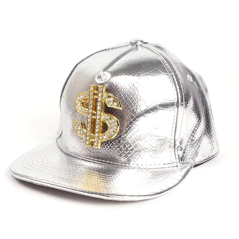 Крутая бейсболка в стиле хиппи с плоскими полями, кепка дальнобойщика в стиле панк с золотым знаком доллара, кепка Snapback для повседневного отдыха и спорта на открытом воздухе