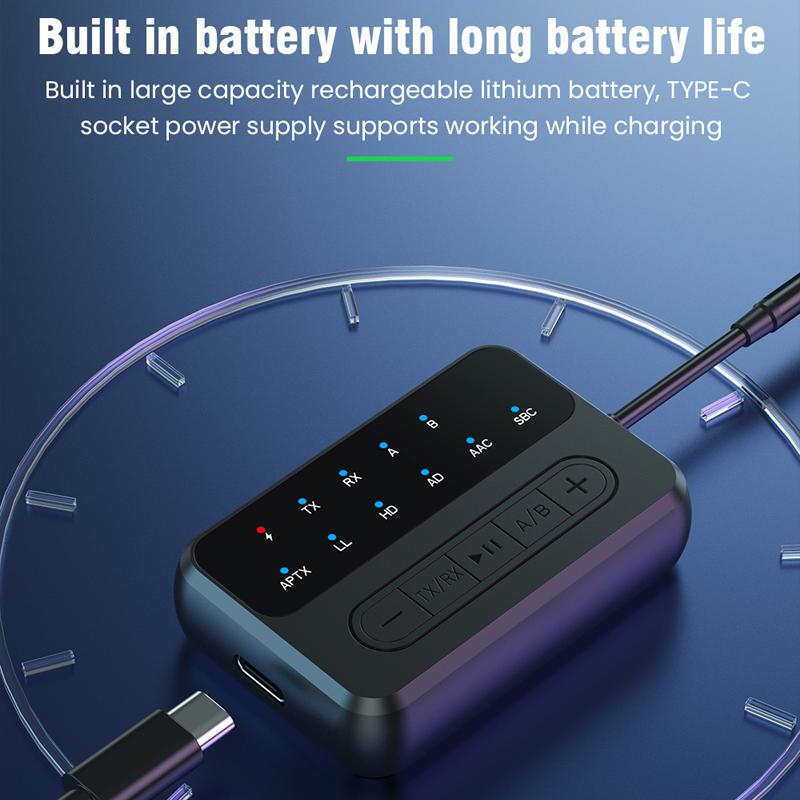 AptX Bluetooth аудио передатчик приемник 3.5MM AUX aptX-Adaptive AD/HD/LL AAC HiFi многоточечный беспроводной адаптер для ТВ ПК автомобиля