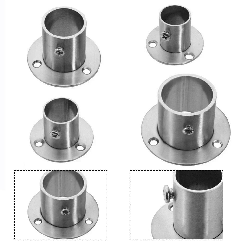 1Pcs Wardrobe Steel Pipe Bracket Tube Support Flange Seat Wardrobe Hanging Rail Pole Socket End Holders 19-32mm Connection