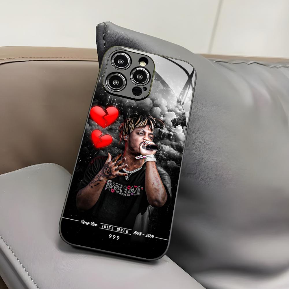 Чехол для телефона Singer J-Juice W-WRLD для Iphone 17 Air 16 15 14 12 11 13 Pro Max Mini X Xr Xs Puls Черная стеклянная крышка