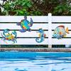 4 Pcs Wooden Beach Wall Decor Colorful Sea Turtle Fish Crab Seahorse Outdoor Sculptures Ocean Theme Wall Art for Garden Fence Home Wall