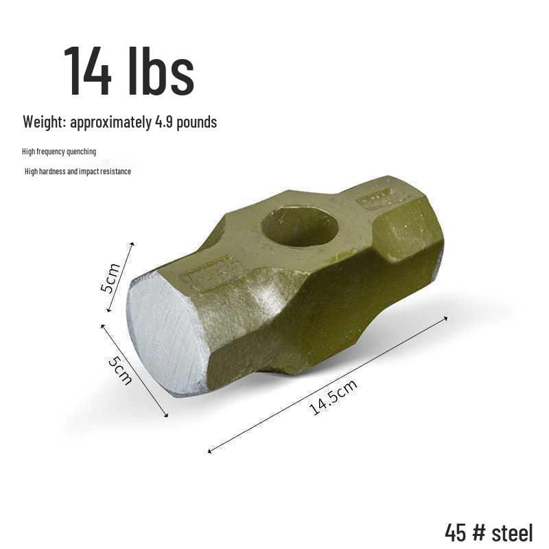 Сверхпрочный большой кувалда: Взрывозащищенный стальной молоток каменщика, восьмигранный, с ручкой, для колки камня и стен.