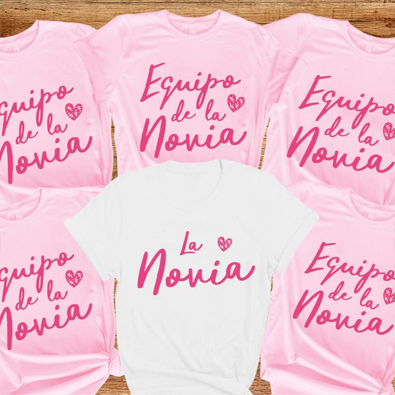 Spanish Team Bride Squad T-Shirt Woman Bachelorette Party Blouses Girl Single Farewell Tops Bridal Wedding Short Sleeve Tees