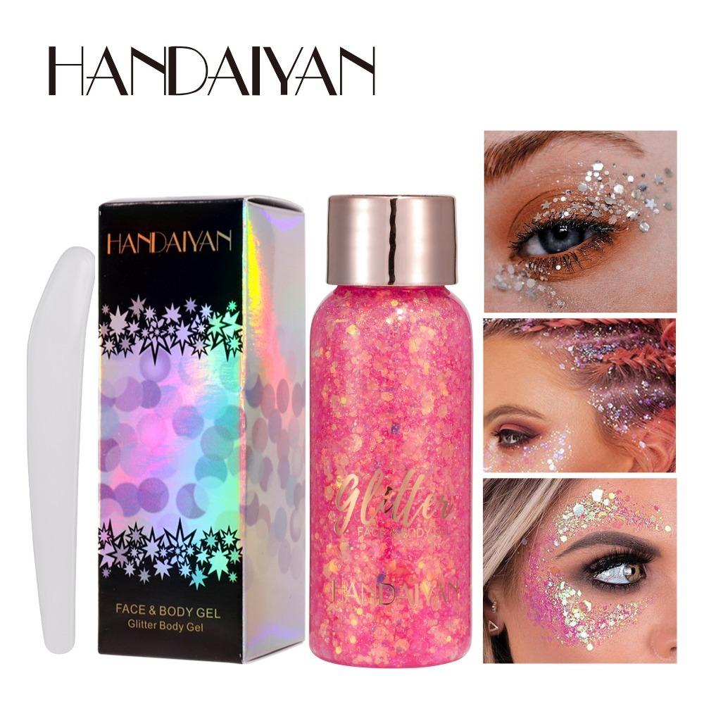 HANDAIYAN Nine -color Big Sequins Gel Eyes Shadow Mermaid Face Sequins Body Milk Performance Stage Nightclub Makeup