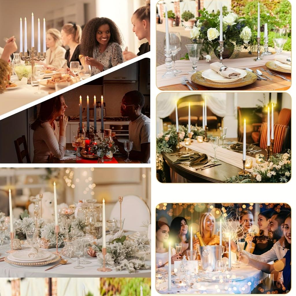 6pack LED Flameless Taper Candles Battery Operated Fake Flickering Candlesticks Electric Long Candles for Wedding Home Decor